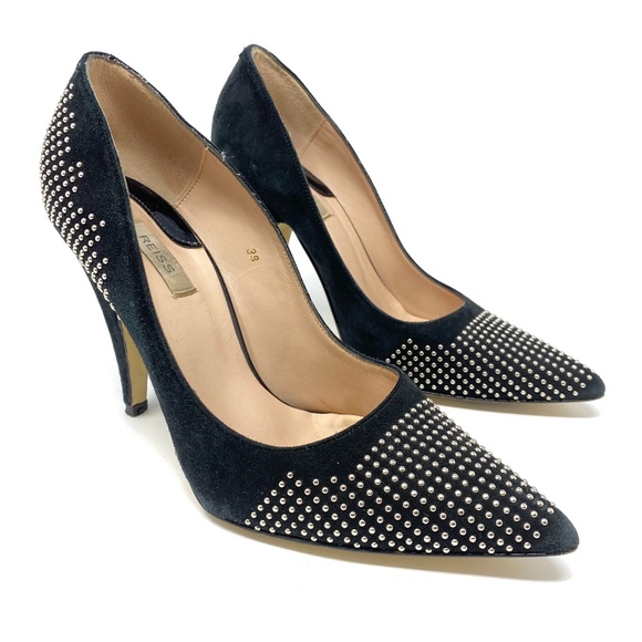 black studded court heels